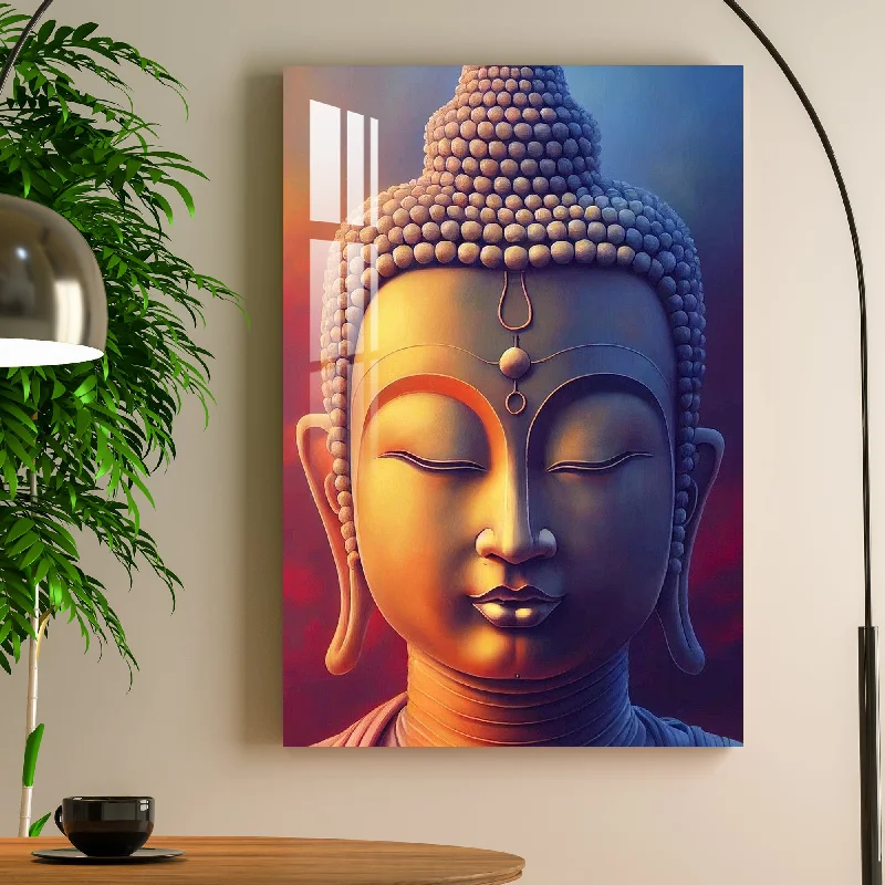 vibrant city art for walls-Lord Gautam Buddha Acrylic Wall Art