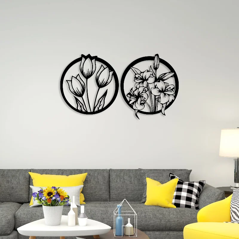 oversized modern nature wall art-Lotus Metal Wall Art