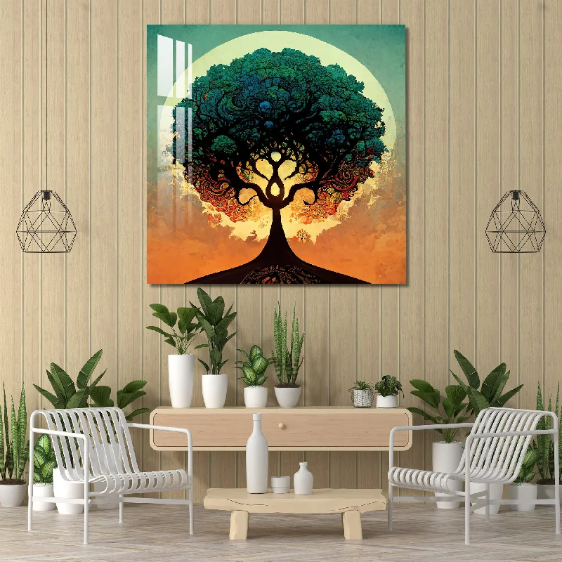 creative coastal canvas art-Lush Green Tree Acrylic Wall Art