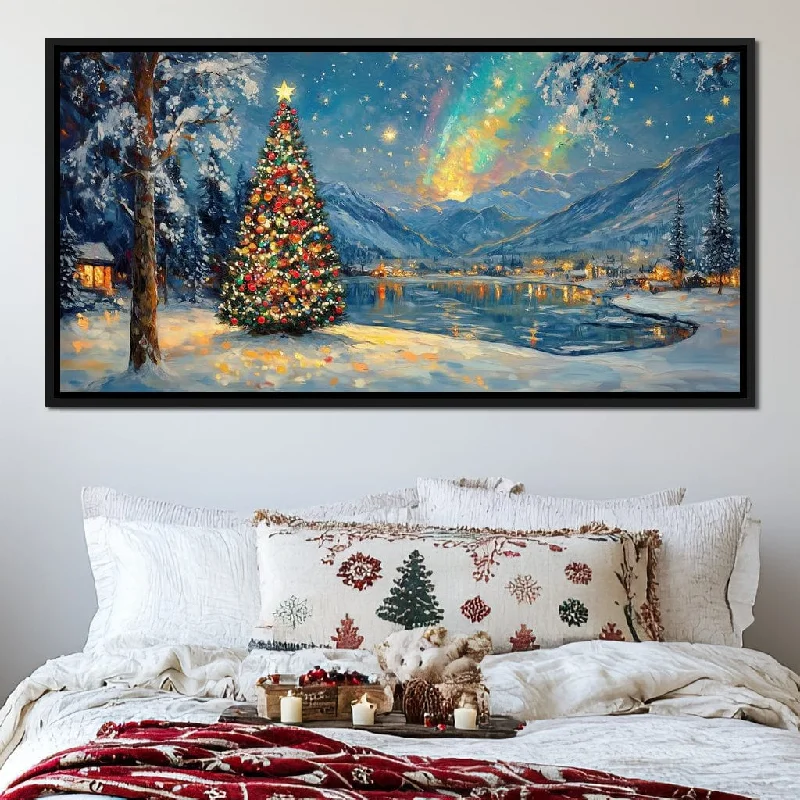 oversized geometric prints for living room-Northern Lights Chirstmas Magic