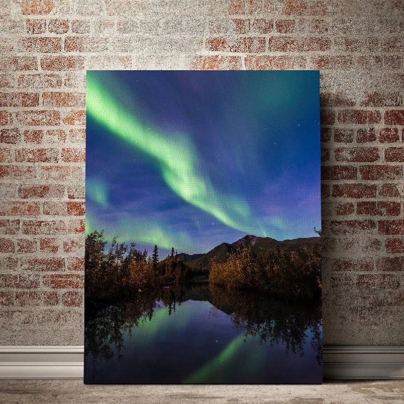 contemporary landscape prints for bedroom-Northern Lights Reflection