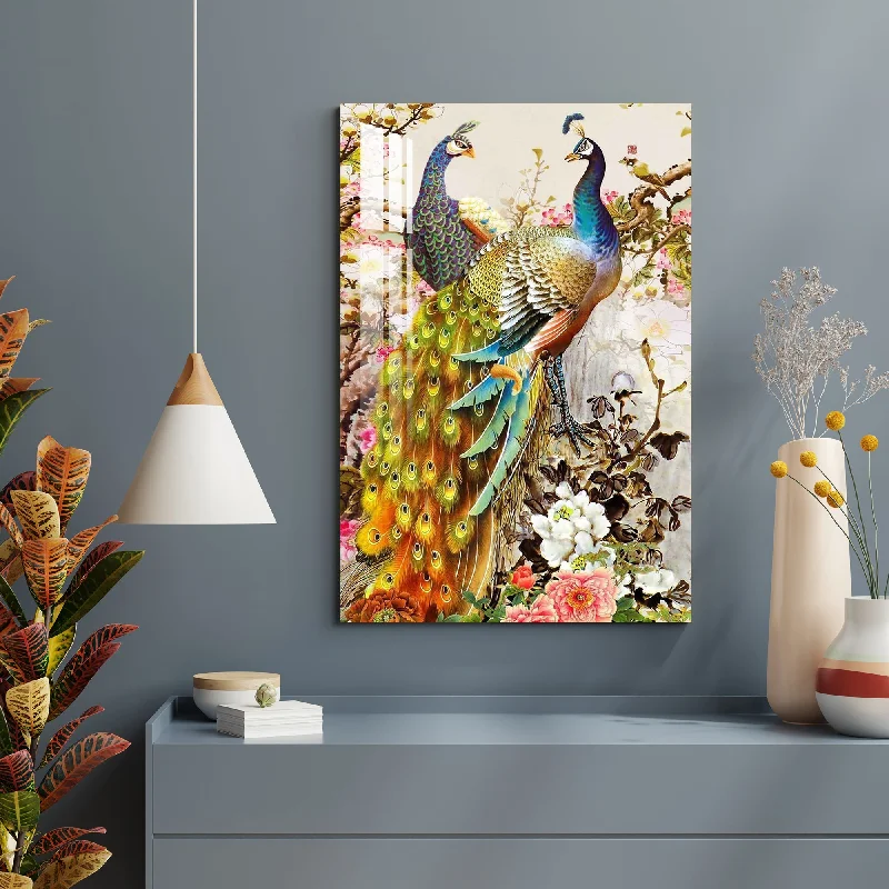 large contemporary photography prints-Peacock Couple Acrylic Wall Art