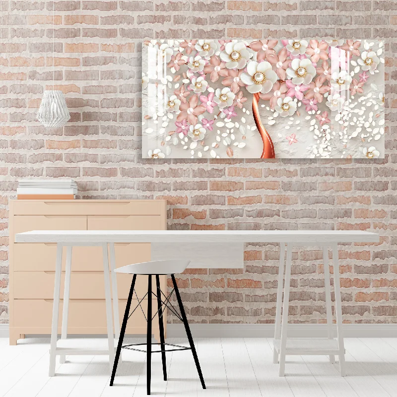 oversized geometric canvas art-Pearly Flower Acrylic Wall Art