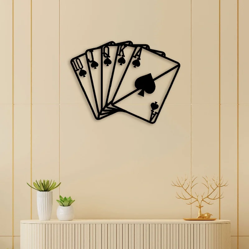 oversized botanical art for bedroom-Playing Cards Metal Wall Art