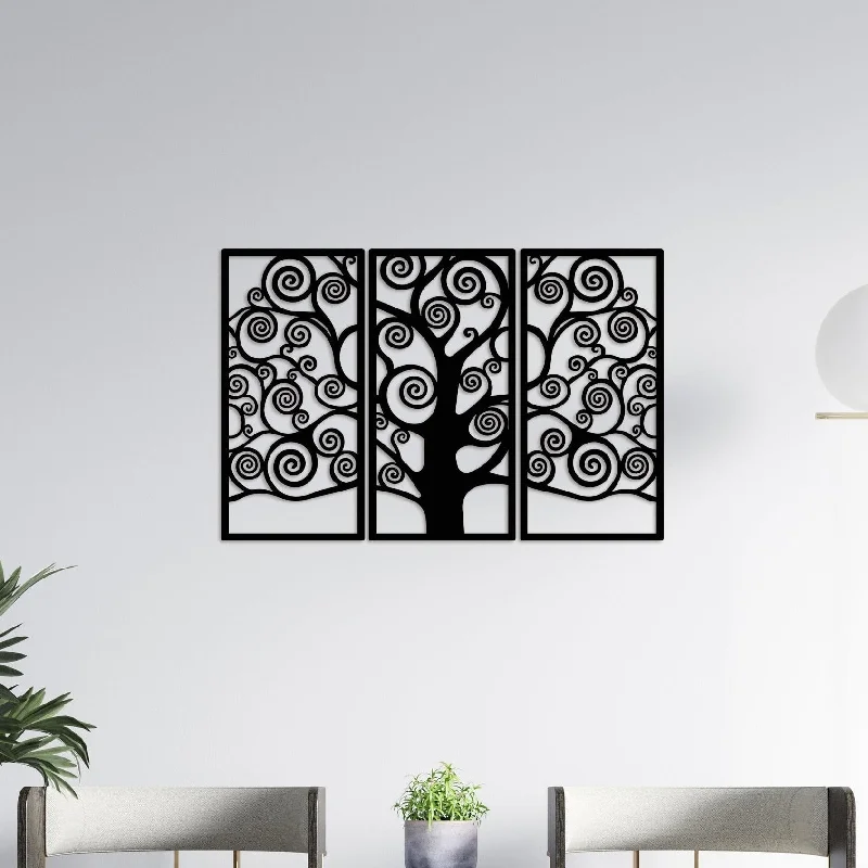 tropical nature canvas art for living room-Spiral Tree Metal Wall Art