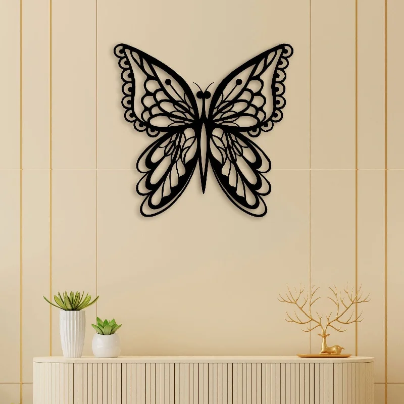 contemporary black and white art prints-Sweet Butterfly Metal Wall Art