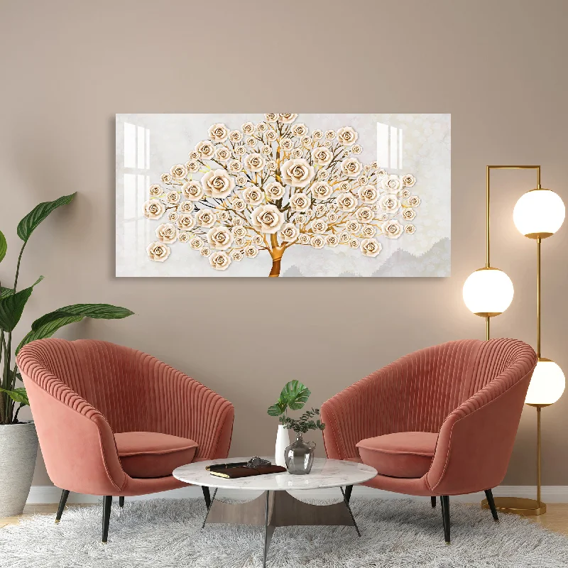 large abstract wall paintings for home-Tree of Flowers Acrylic Wall Art