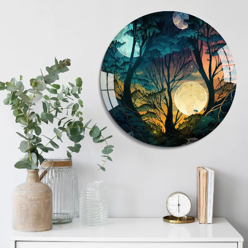 geometric landscape wall art-Tropical Glow Round Acrylic Wall Art