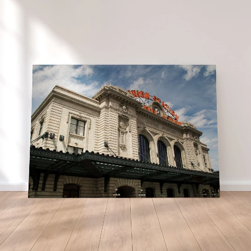 modern cityscape wall art for bedroom-Union Station Denver Canvas Set