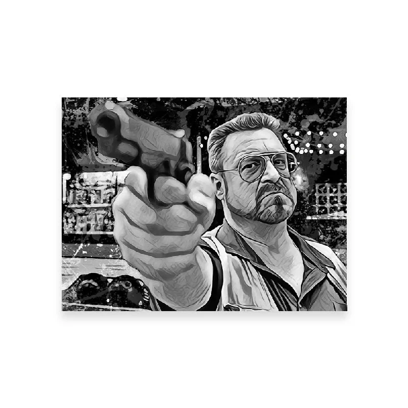 retro floral prints for wall-Walter Sobchak Grayscale